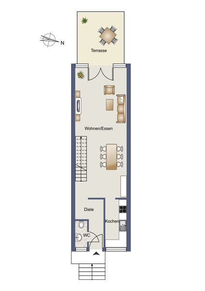 in 2021 kernsaniert: Whg. über 2 Etagen mit eigenem Eingang und Terrasse!